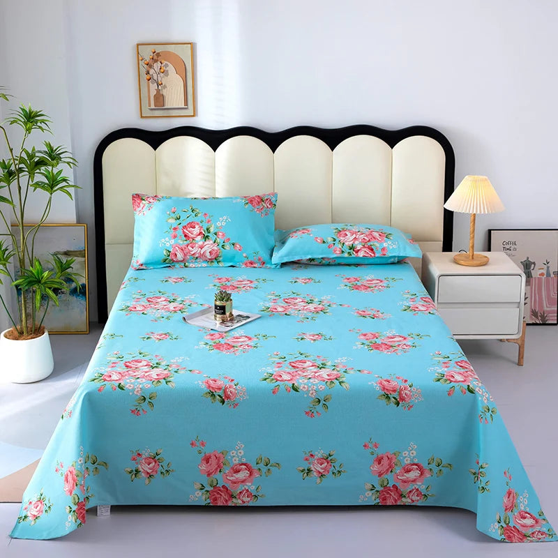 100% Cotton Bed Flat Sheet for Double Bed Flowers Print Top Sheets Single/Queen/King Flat Bedsheets Home Bed Linen Sheets