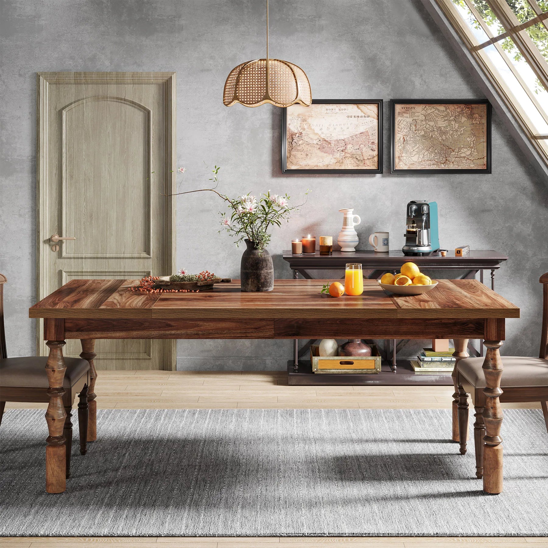 Tribesigns 62” Wood Patio Table for 4-6 People,