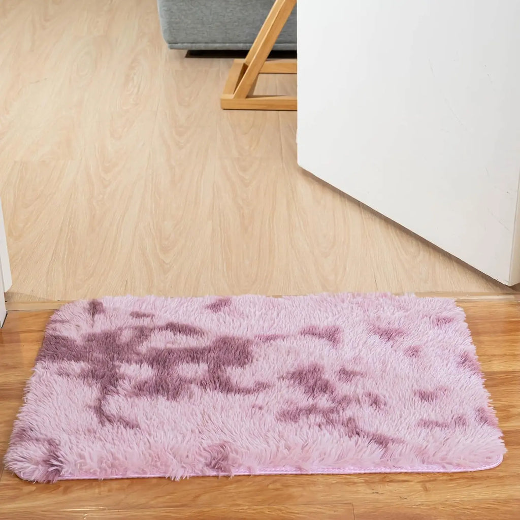 VIKAMA Silk Wool Rugs Children's Room Living Room Bedroom Tie-Dye Non-Slip Washable Machine Washable Carpet Mats