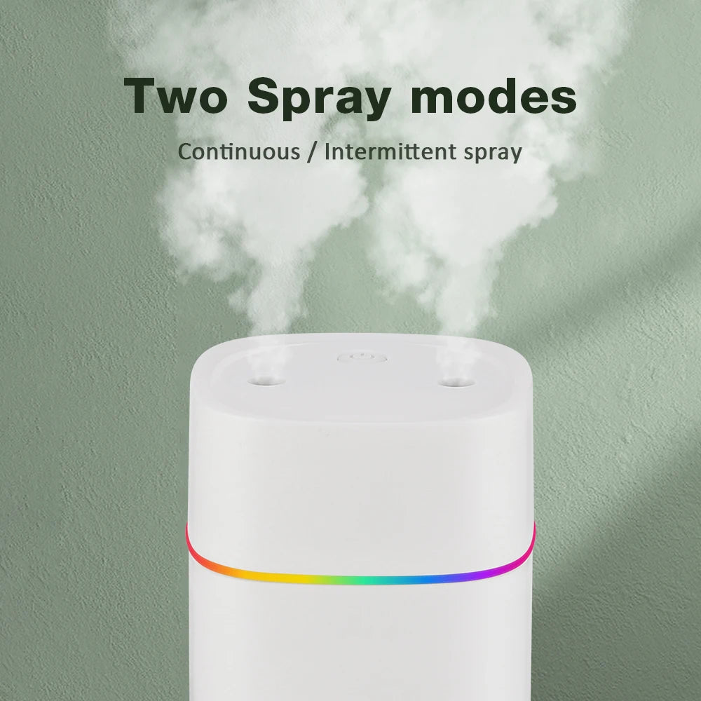 600ML Air Humidifier Double Spray Port Essential Oil Aromatherapy Diffuser Mute Atomizer