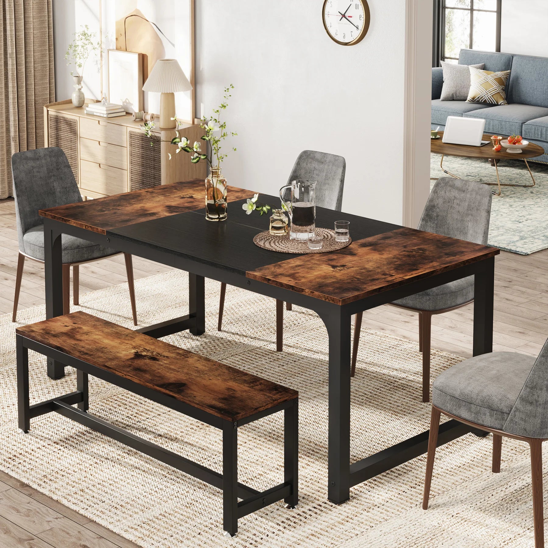 Dining , Industrial Kitchen Table for 6-8 Person,