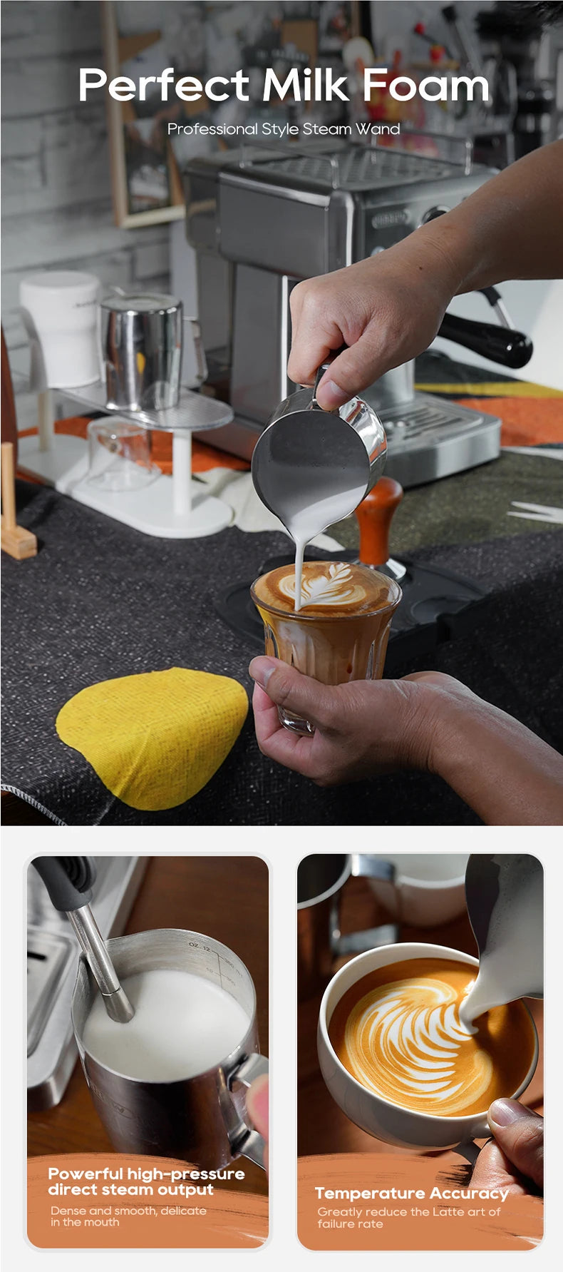 HiBREW 20Bar Semi Automatic Espresso Coffee Machine Cold/Hot Coffee Maker