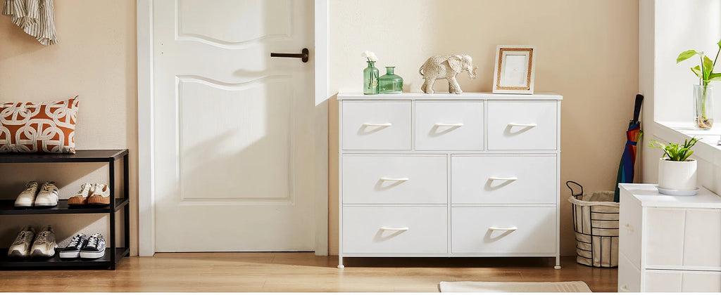 JHK Wardrobes With 5/7/10 White Lover Fabric Drawers Chest Wardrobe