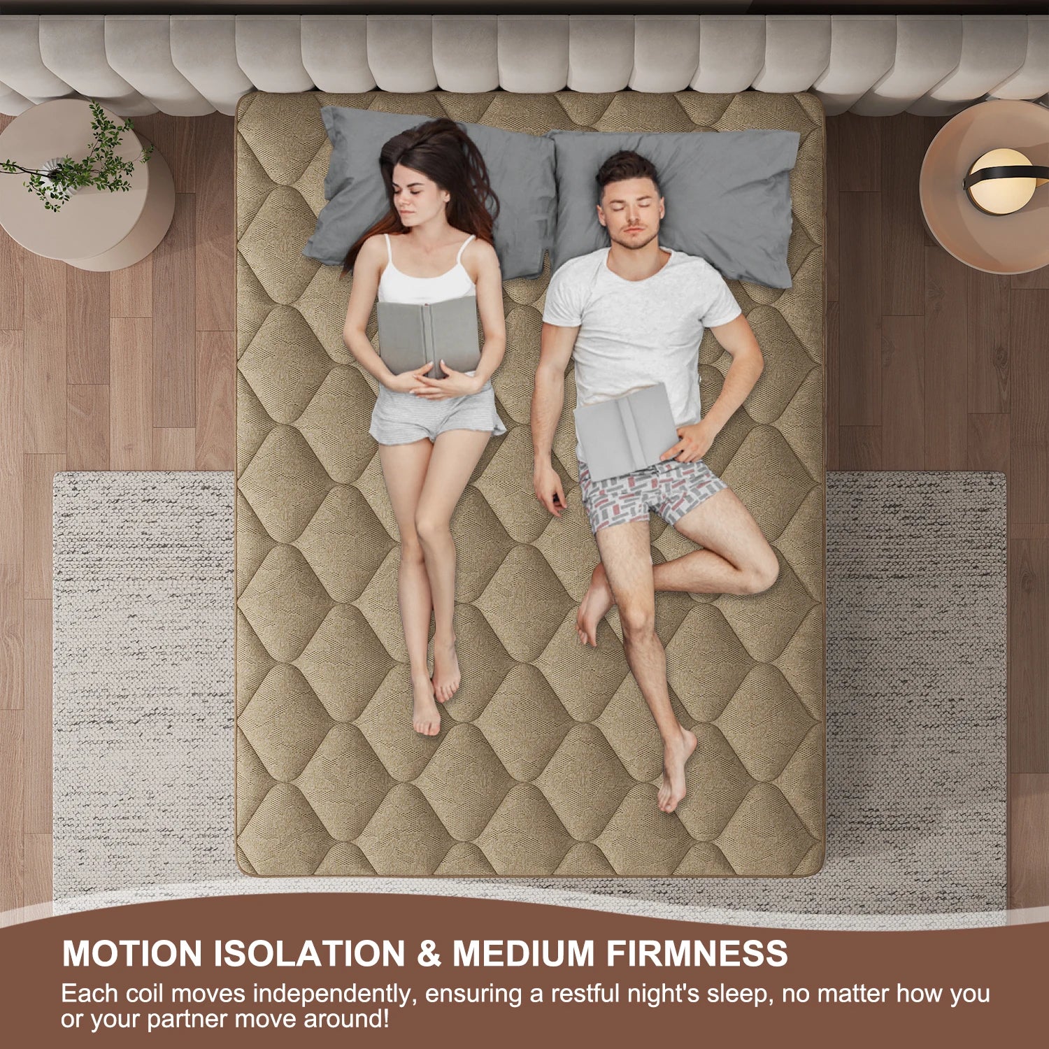 12" Gel Memory Foam Hybrid Pocket Spring Mattress Twin Full King Queen Mattress In A Box, Medium Firm Motion Isolation