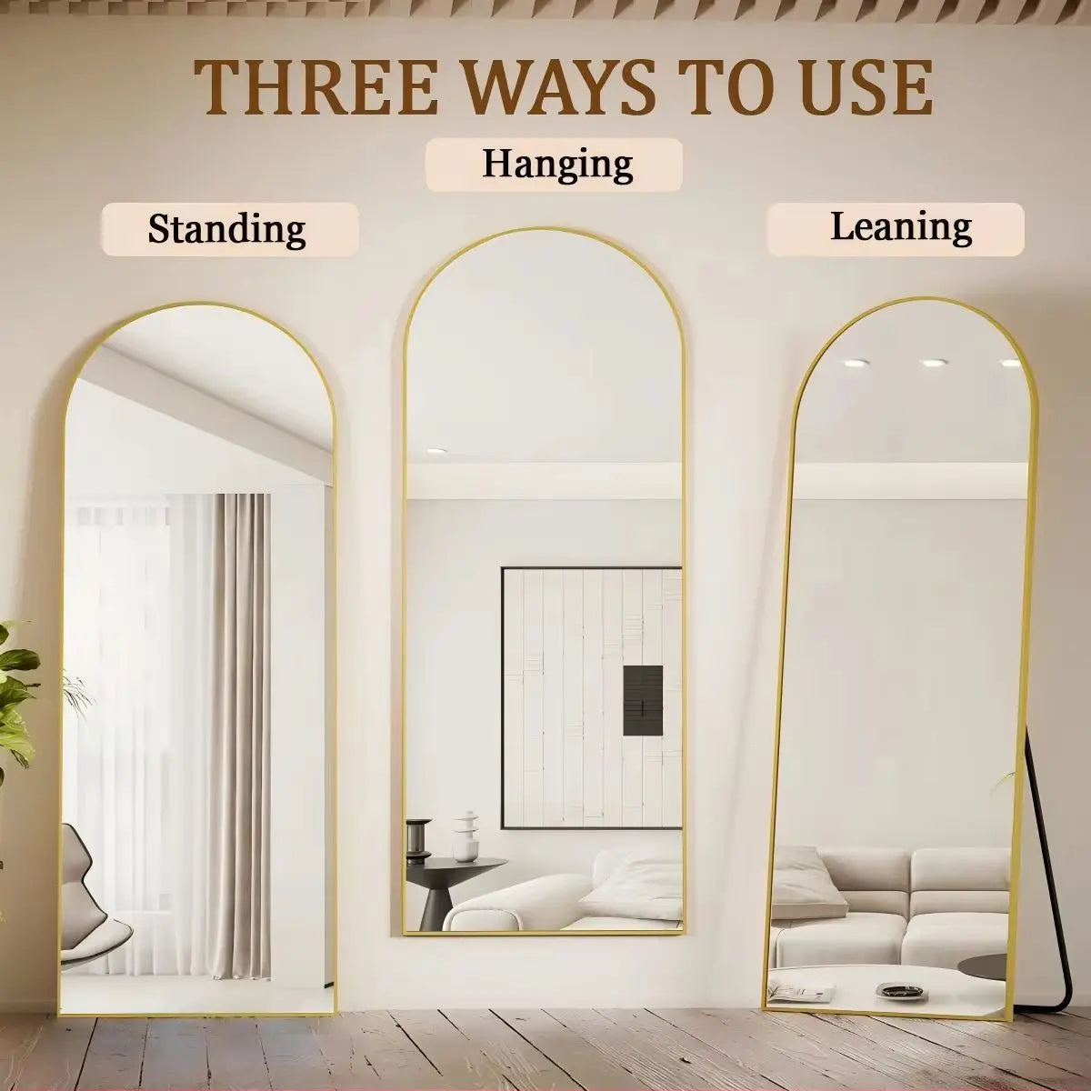 BEAUTYPEAK Arched Full Length Mirror, 71"x26" Full Body Floor Mirror Standing Hanging or Leaning Wall