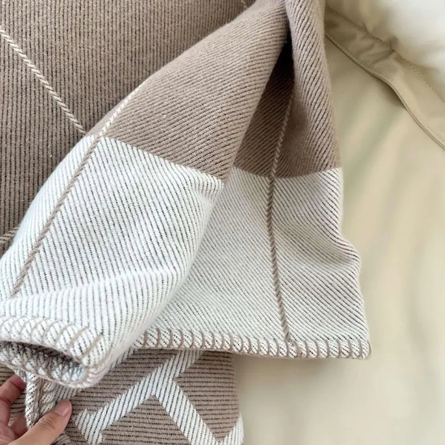 Throw Blanket Faux Fleece Cashmere Plaid Warm Shawl