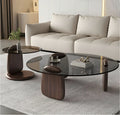Glass Round Coffee Table Nesting Table Set of 2,