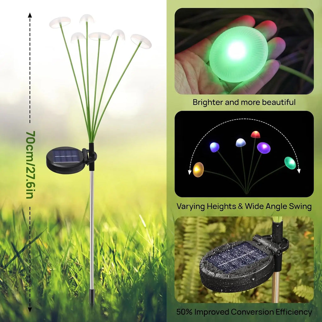 LED Solar Garden Lights Dual Mode Mushroom Lights Waterproof Decor Yard Patio Pathway