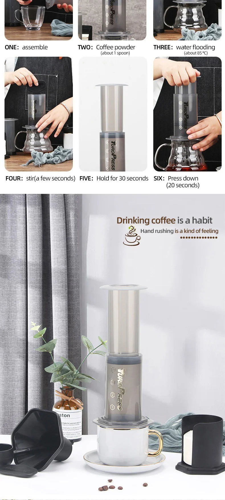 YRP Portable Espresso Coffee Machine French press for Car Or Home