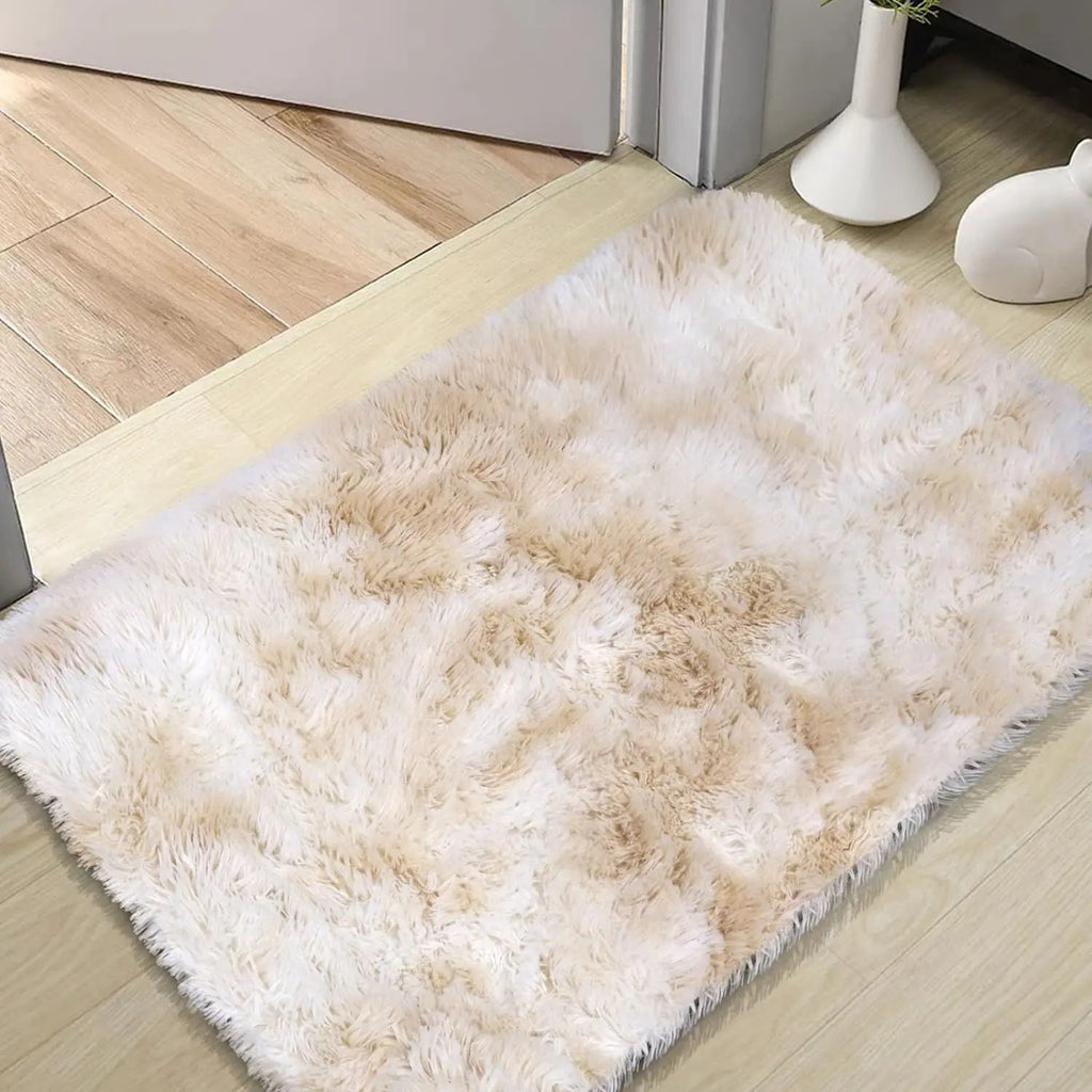 VIKAMA Silk Wool Rugs Children's Room Living Room Bedroom Tie-Dye Non-Slip Washable Machine Washable Carpet Mats