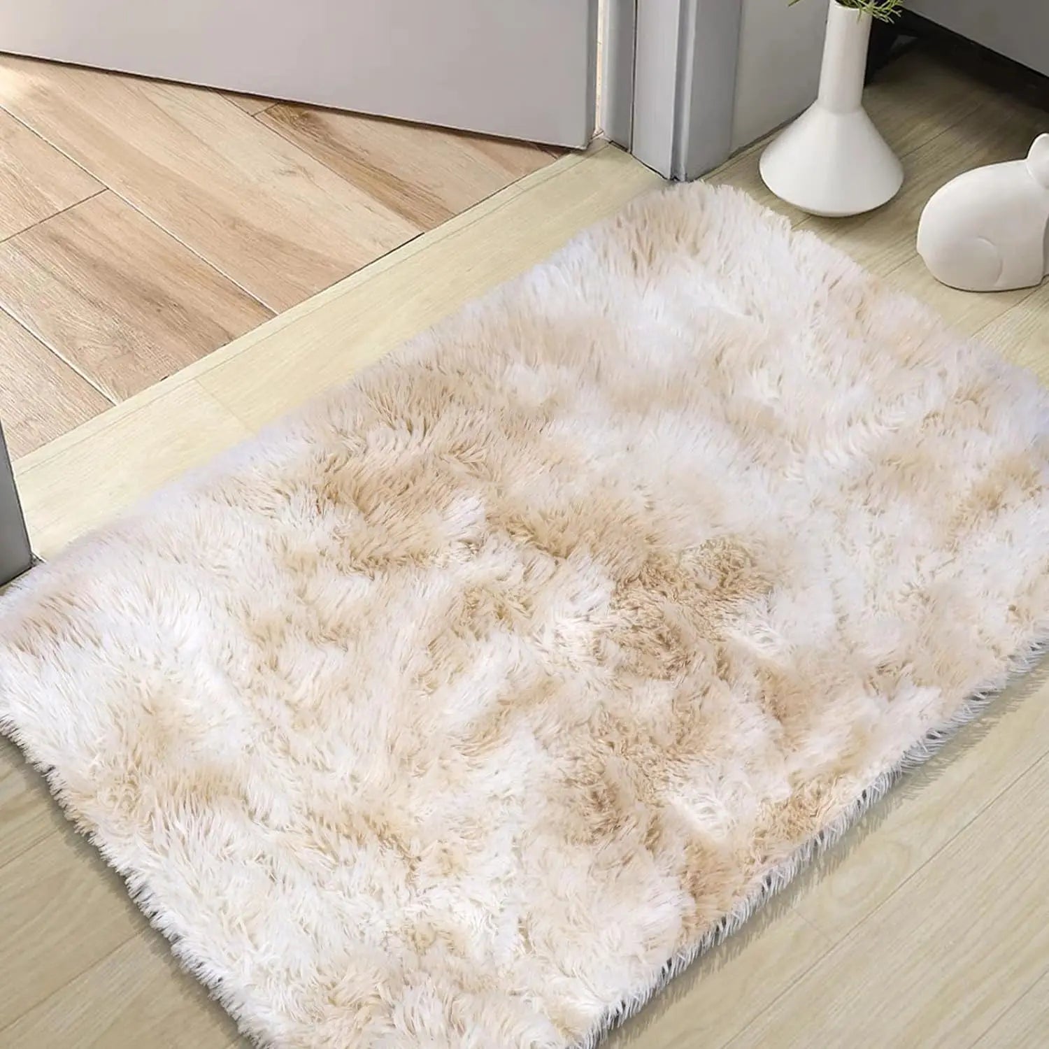 VIKAMA Silk Wool Rugs Children's Room Living Room Bedroom Tie-Dye Non-Slip Washable Machine Washable Carpet Mats