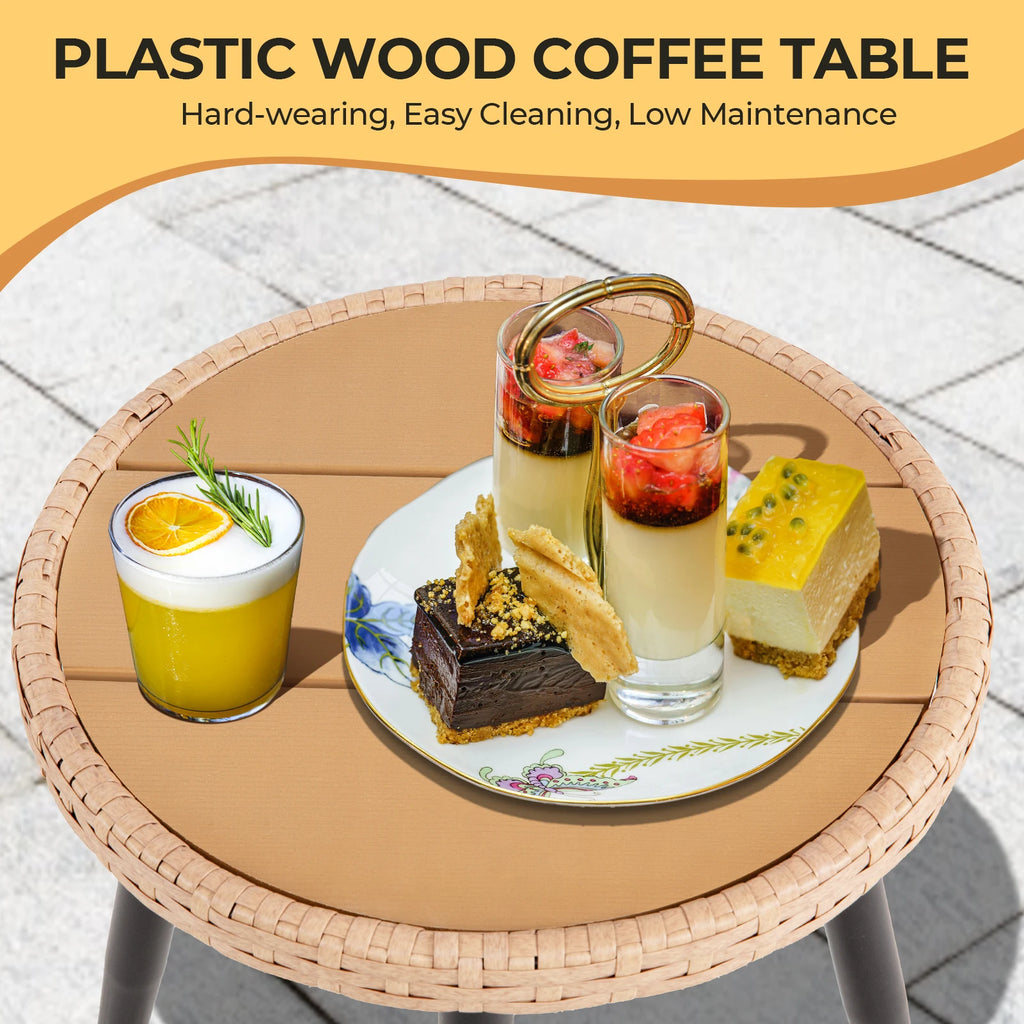 5 Piece Patio Furniture Set, Small Bistro Set, Rattan Chairs With Ottoman & Coffee Table