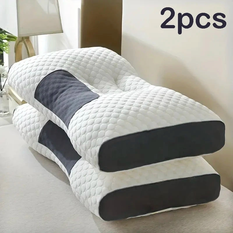 2pcs Massage Neck Pillows Adjustable Ergonomic Orthopedic Contour Support, High-Quality Pillow Core, All-Season Sleeping Comfort