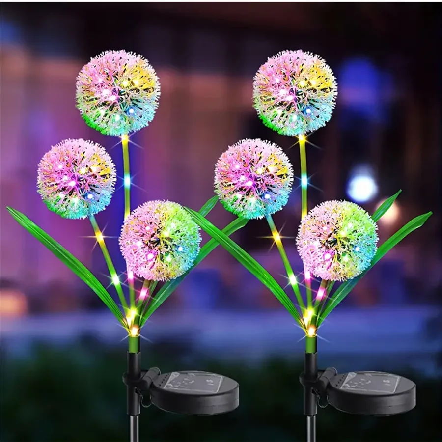 1PC/2PC 1 head/3 head solar LED dandelion outdoor ground mounted light,suitable for courtyard,garden,and landscape decoration
