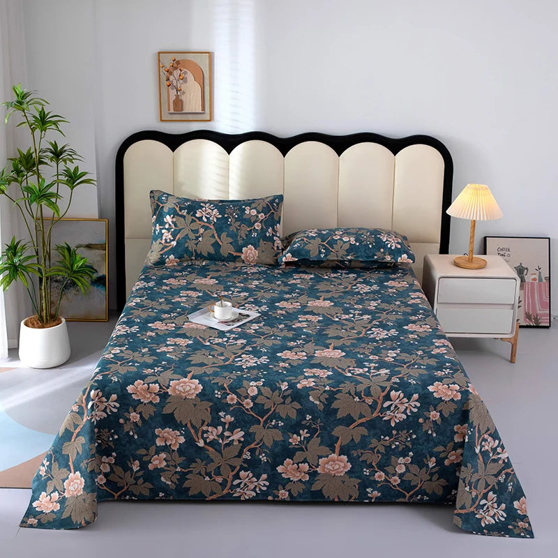 100% Cotton Bed Flat Sheet for Double Bed Flowers Print Top Sheets Single/Queen/King Flat Bedsheets Home Bed Linen Sheets
