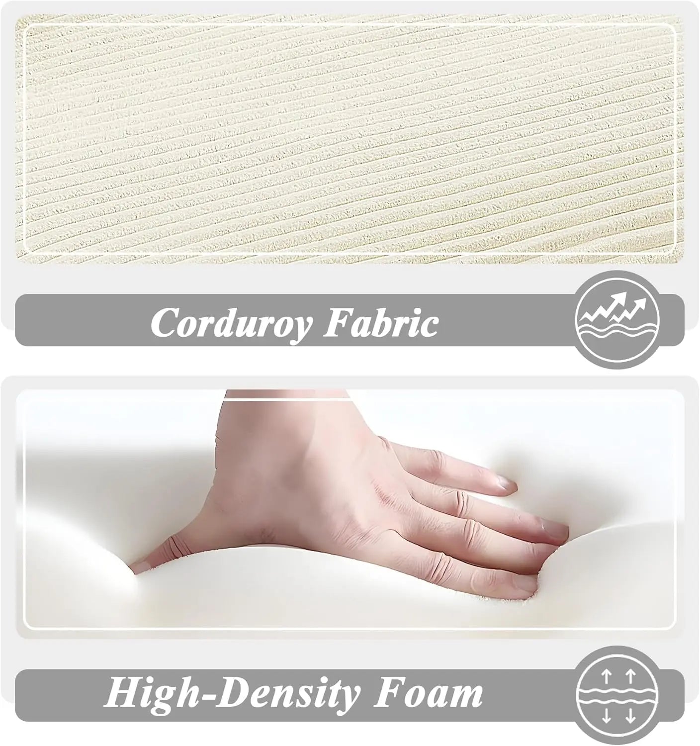 Oversized Chaise Lounge Chair with 3 Comfy Pillows for Living Room Bedroom, Wide Arms Corduroy Fabric High-Density