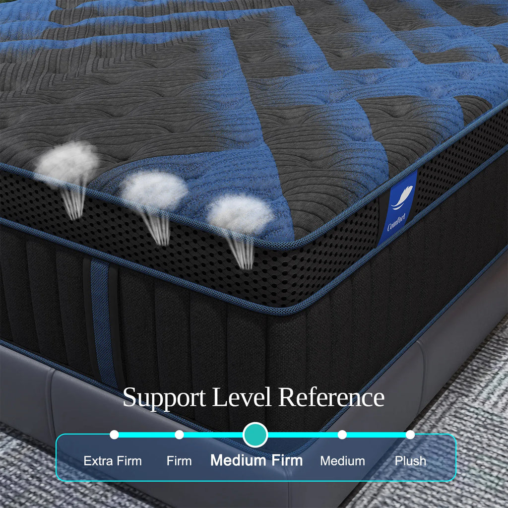 12"Gel Memory Foam Hybrid Pocket Spring Mattress ,Twin ,Full, Queen. King Bed Mattress In A Box, Medium Firm