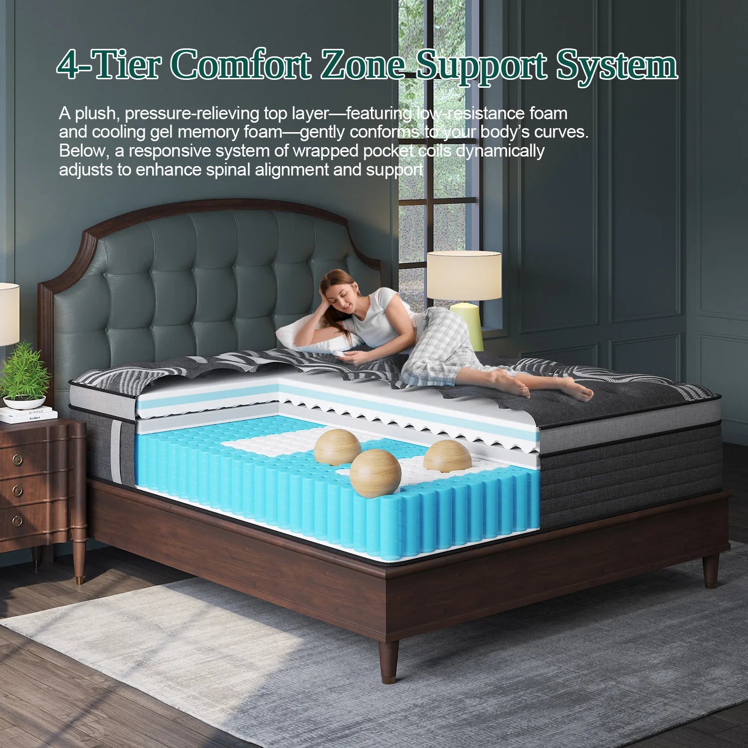 12"14" Gel Memory Foam Hybrid Pocket Spring Mattress Twin Full Queen
