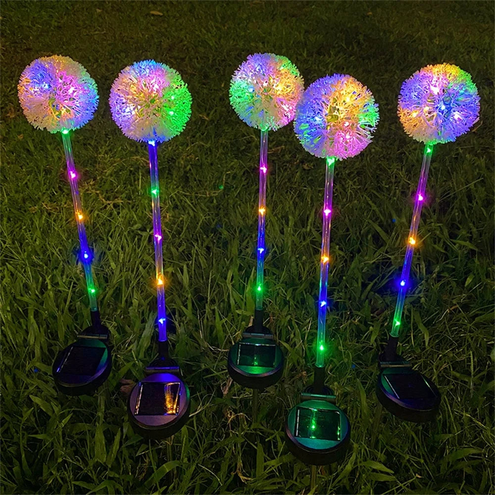 1PC/2PC 1 head/3 head solar LED dandelion outdoor ground mounted light,suitable for courtyard,garden,and landscape decoration