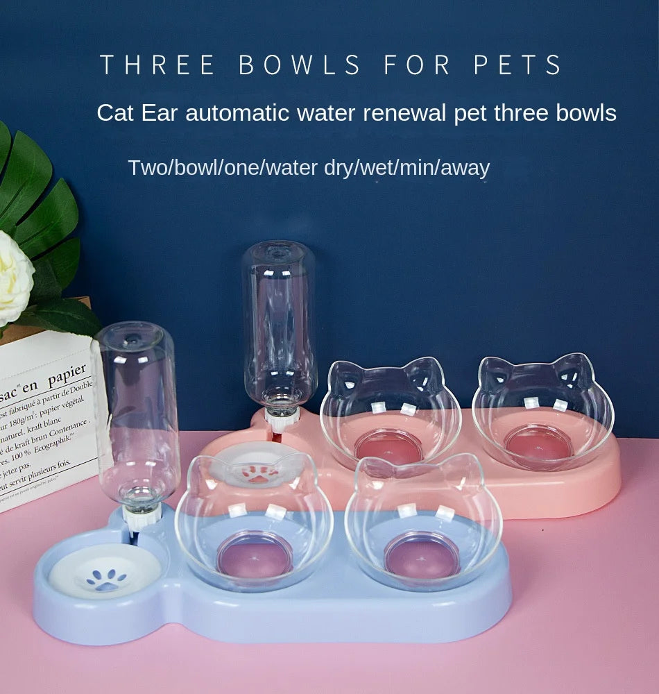 Elevated Double Cat and Dog Bowls- Feeding and Drinking
