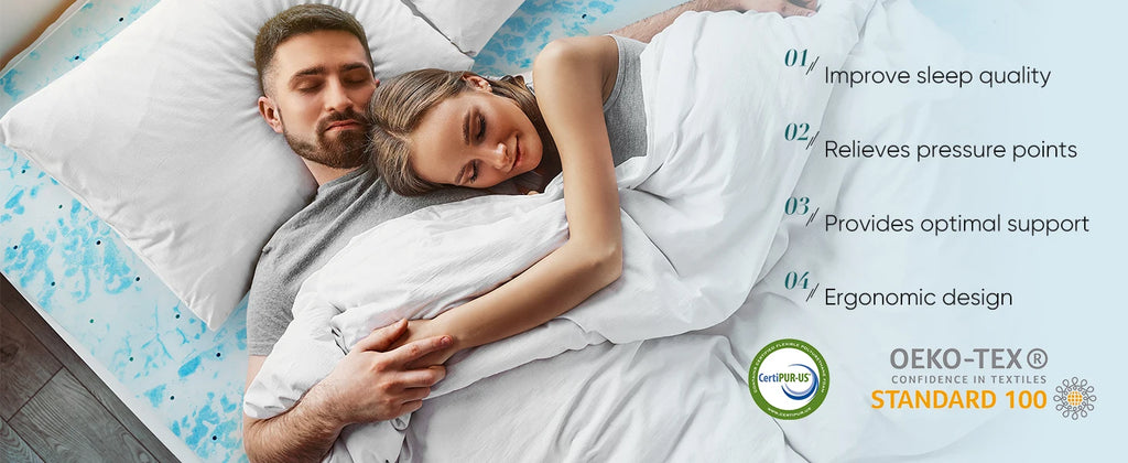 JHK 2-3 Inch Gel Memory Foam Mattress Topper Full Size Cooling Mattress Soft and Breathable Bed Topper School Bedroom Furniture