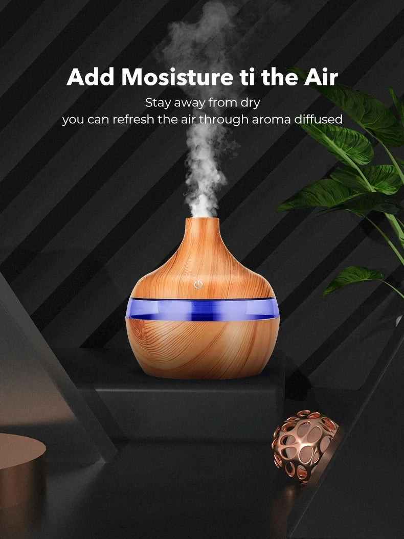 Electric Aroma Air Diffuser Wood Ultrasonic Air Humidifier Essential Oil Aromatherapy