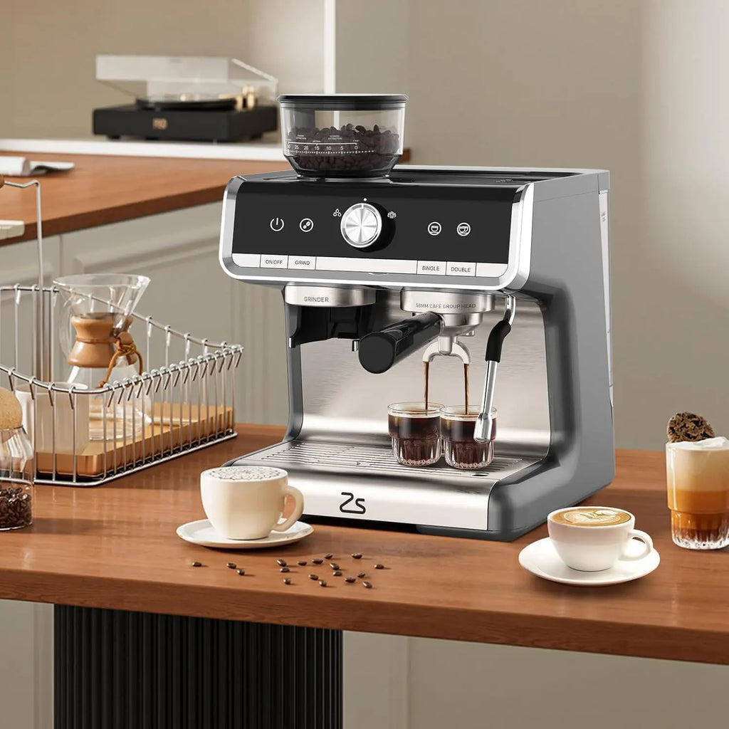 20 Bar Coffee Machine 1450W Semi Automatic Espresso Maker with Grinder