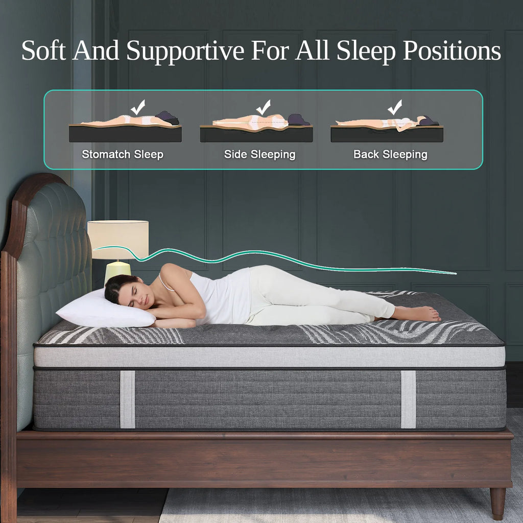 12"14" Gel Memory Foam Hybrid Pocket Spring Mattress Twin Full Queen