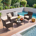 4 Pieces Outdoor Patio Furniture Sets Rattan Chair Wicker Set,Outdoor Indoor Use Backyard Porch
