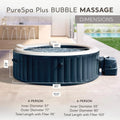 Garden Furniture-Inflatable Hot Tub Spa with Bubble Jets LED Light Cover 6 Person Air Jet Pool