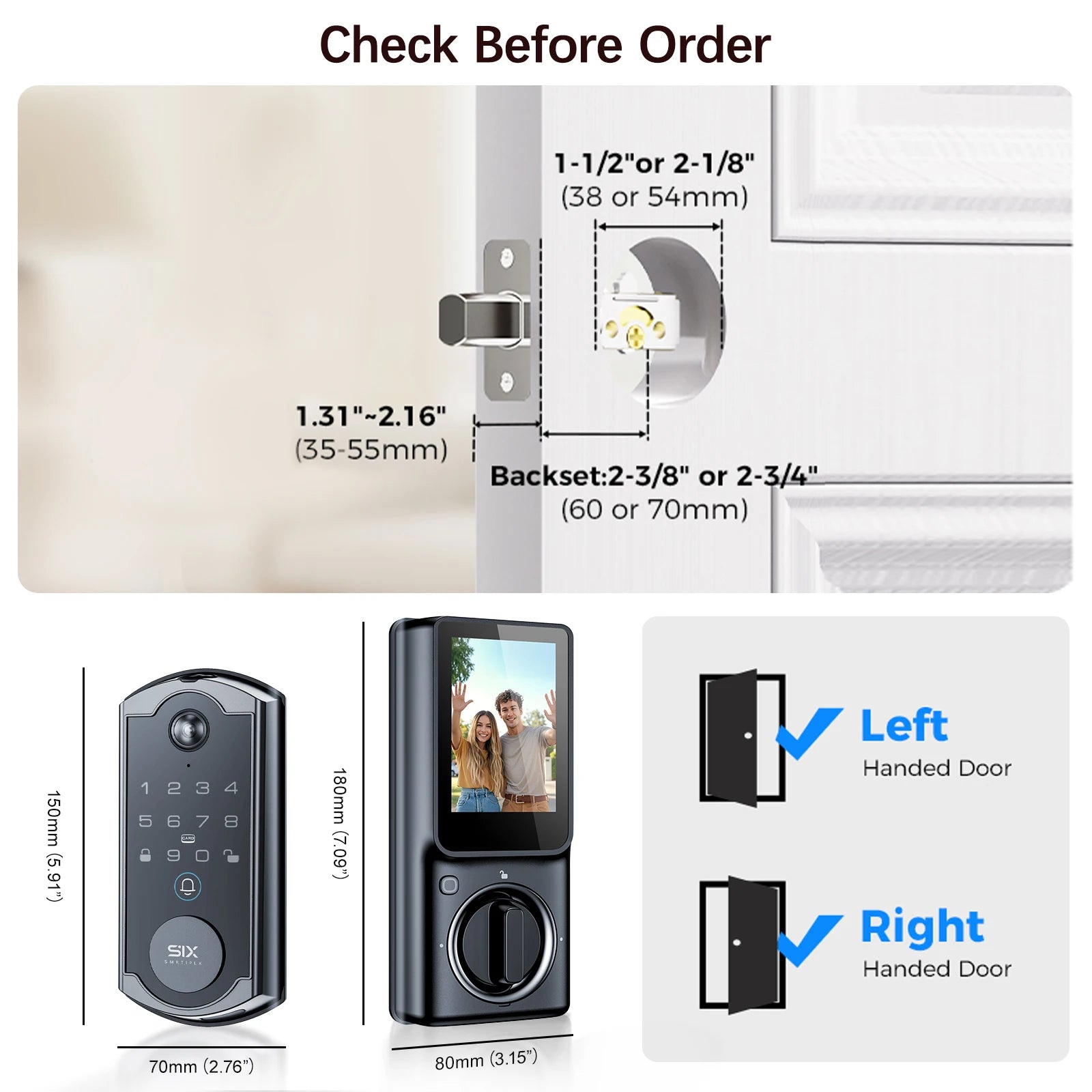 Video Smart Lock S398, 4-in-1 Camera + Video Doorbell + Fingerprint Keyless Door Lock + Indoor Display Monitor