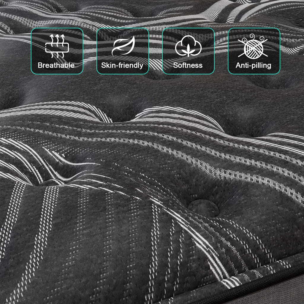 12"14" Gel Memory Foam Hybrid Pocket Spring Mattress Twin Full Queen