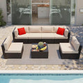 7 Pieces Patio Furniture Sets Outdoor AllWeather Sectional Patio Sofa Set PE Rattan Manual Weaving Wicker Patio Conversation Se