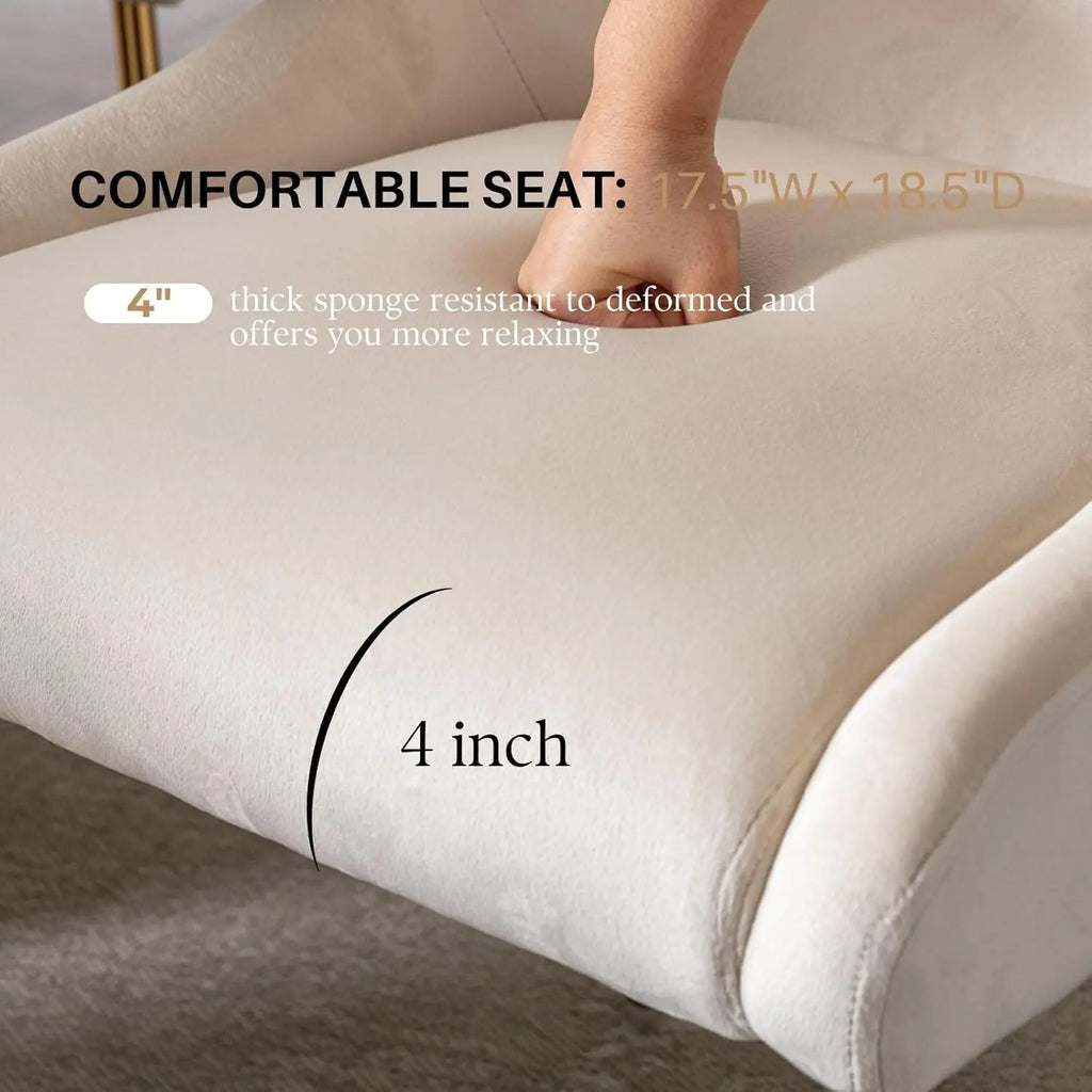 Cream Velvet Dining Chairs Gold Legs, Modern Upholstered Dining Room Chair with Wing Back Set of 4 Armless Padded, Customized