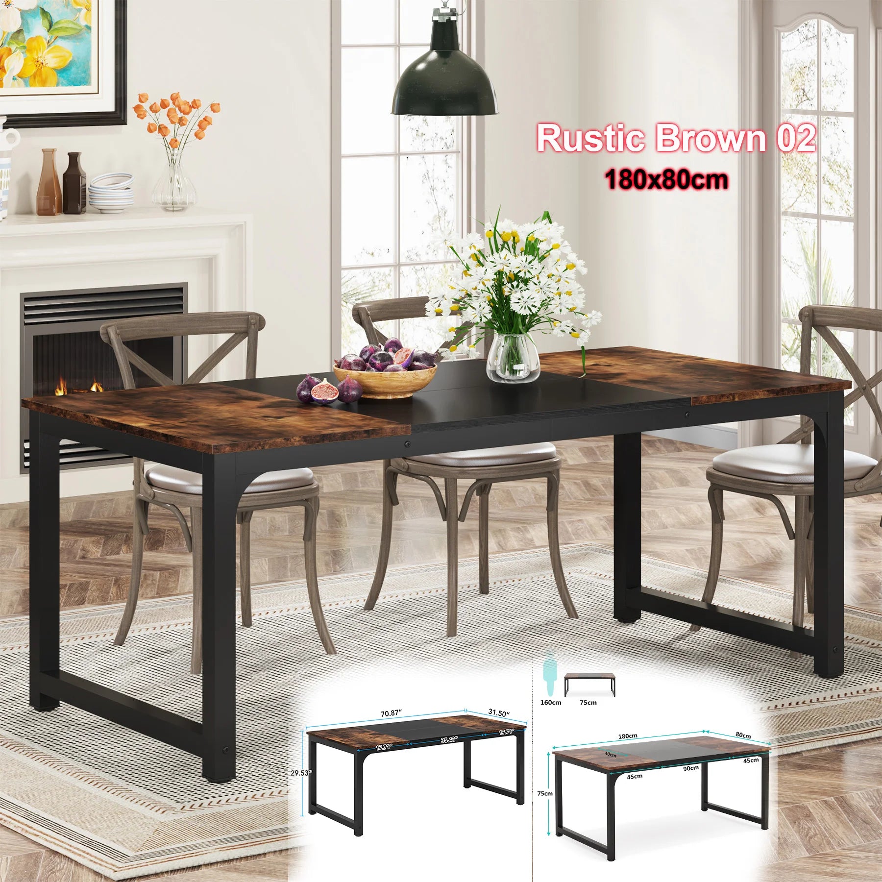 Dining , Industrial Kitchen Table for 6-8 Person,