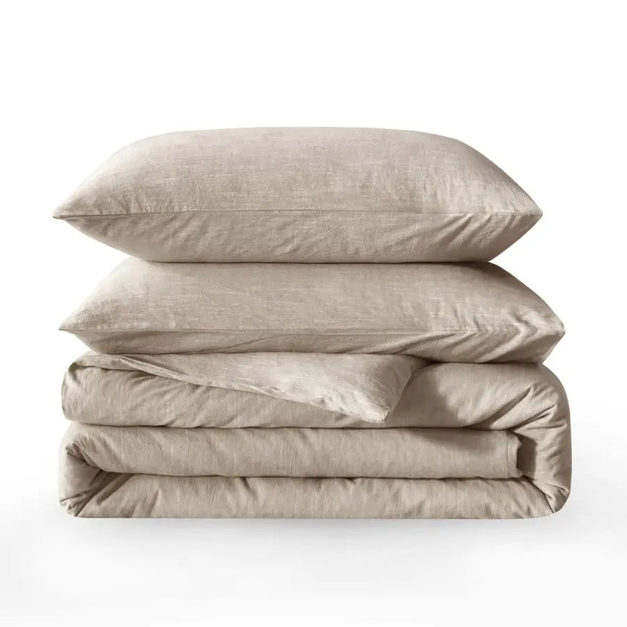 Linen Duvet Cover King Size Cotton Linen Blend, 3Pieces Bedding Set With 2 Pillowcases