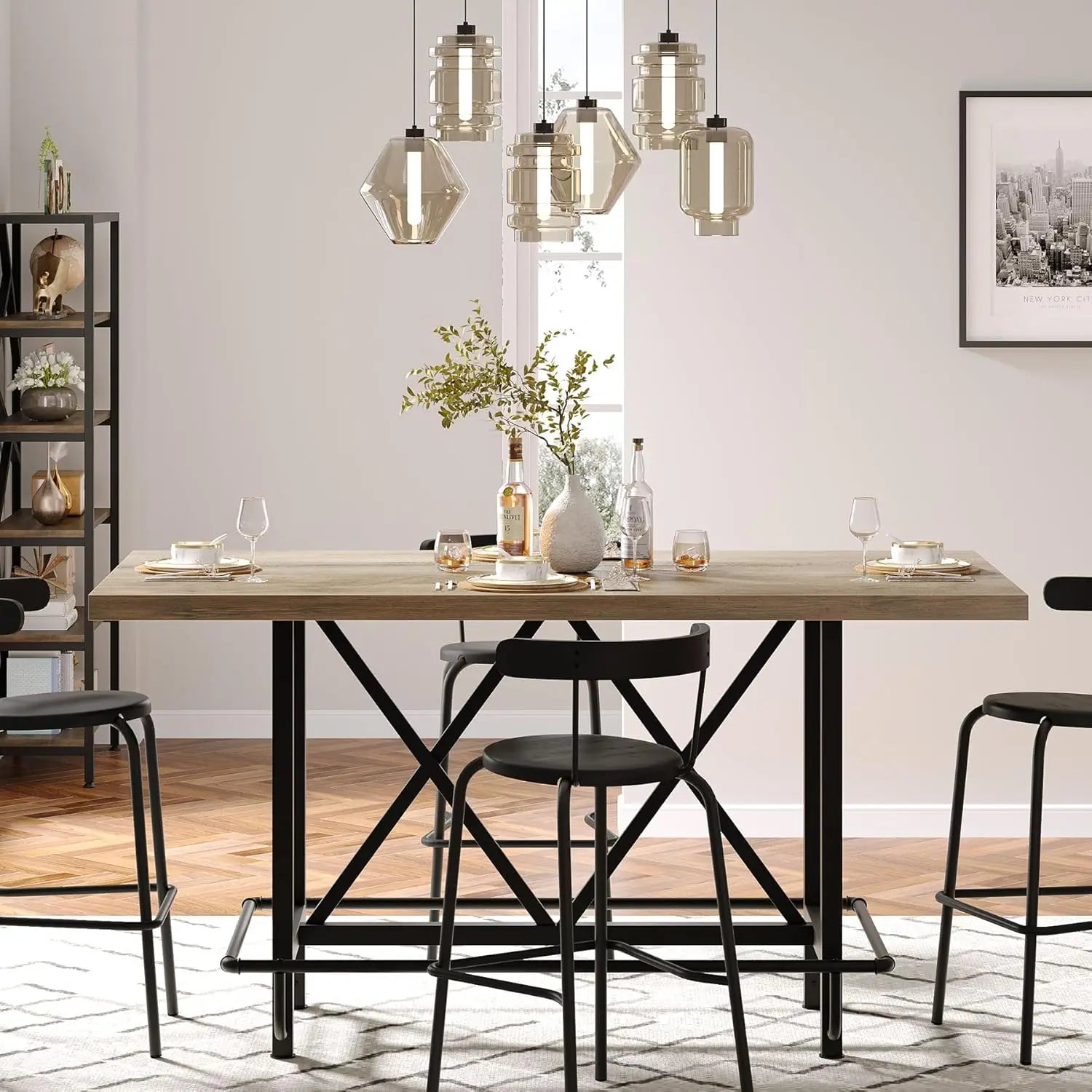 6 - Person Tabletop with Metal Legs - Height Table for Dining Room, Workspace