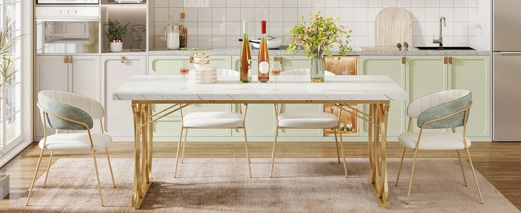 Modern Dining  or Kitchen Table for 4-6 People, Unique Rectangular Table