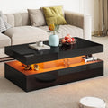 High Gloss LED Coffee Table, Modern 2-Tier Center Table with LED Lights,, 40in Simple, Customized