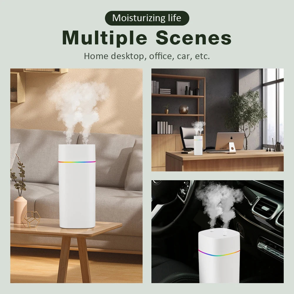 600ML Air Humidifier Double Spray Port Essential Oil Aromatherapy Diffuser Mute Atomizer