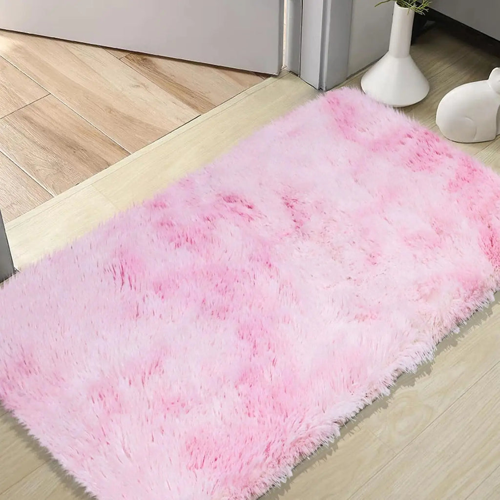 VIKAMA Silk Wool Rugs Children's Room Living Room Bedroom Tie-Dye Non-Slip Washable Machine Washable Carpet Mats