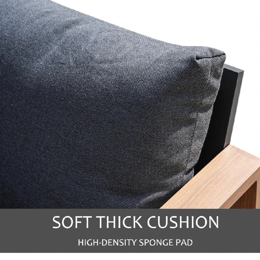4-Piece Modern Furniture Sets, Faux Wood Grain Finish Frame Sofa