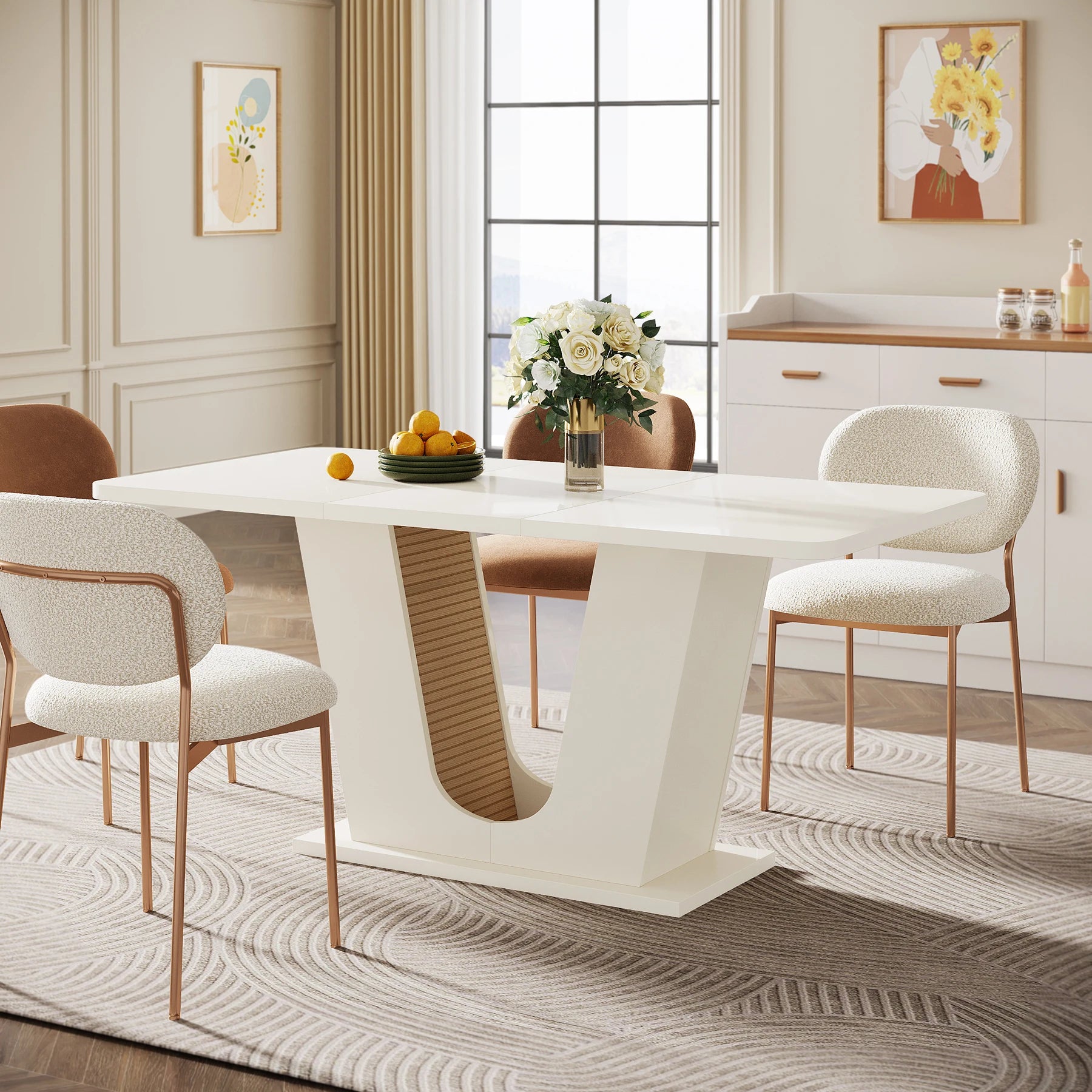 Modern Dining Table for 4-6 People,