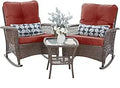 Patio Furniture Set 3 Pieces,  Wicker Outdoor Rocker Chairs and Coffee Table
