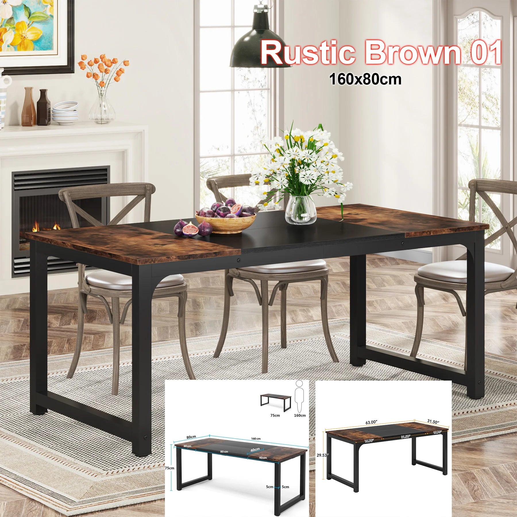 Dining , Industrial Kitchen Table for 6-8 Person,