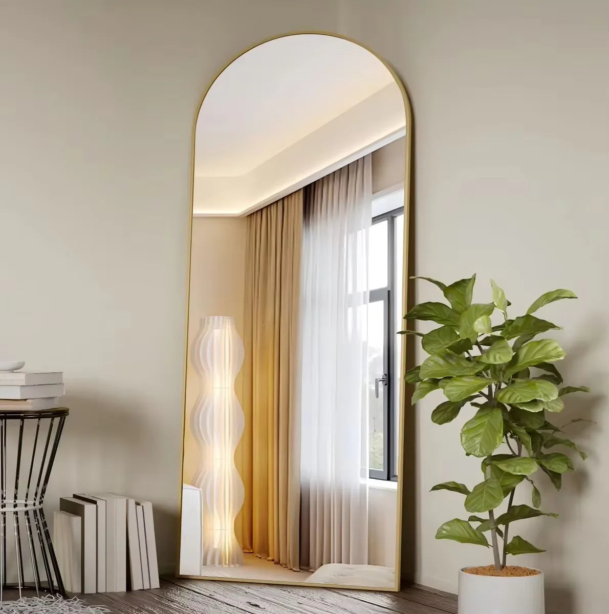 BEAUTYPEAK Arched Full Length Mirror, 71"x26" Full Body Floor Mirror Standing Hanging or Leaning Wall