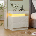 Cubehom LED Nightstand or End Table with 2 Drawers, RGB LED Lights