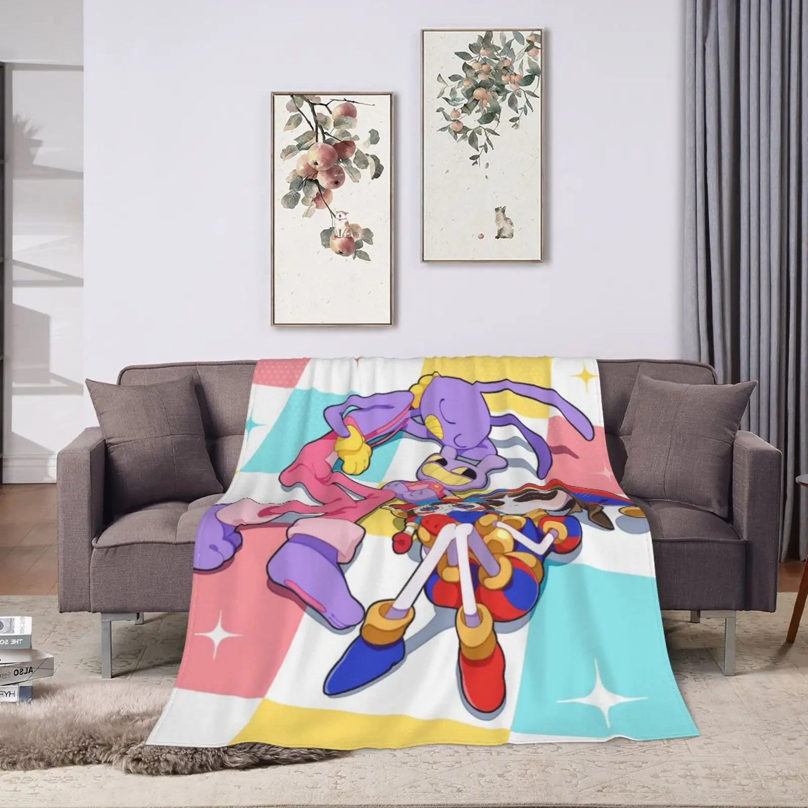 A-Amazing D-Digital Anime Circus Cozy Super Soft Flannel Blanket, Funny Game Theme Warm Throw Blanket For Living Room,Home Decor