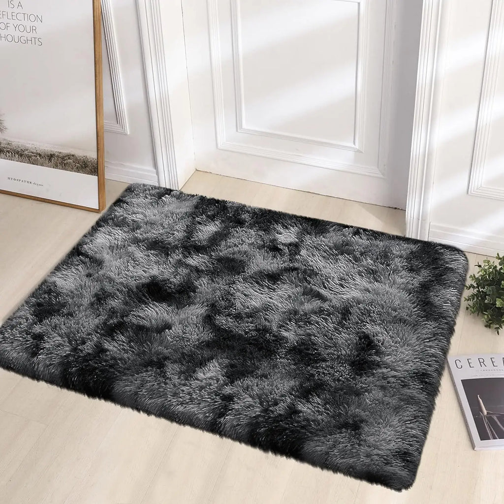 VIKAMA Silk Wool Rugs Children's Room Living Room Bedroom Tie-Dye Non-Slip Washable Machine Washable Carpet Mats