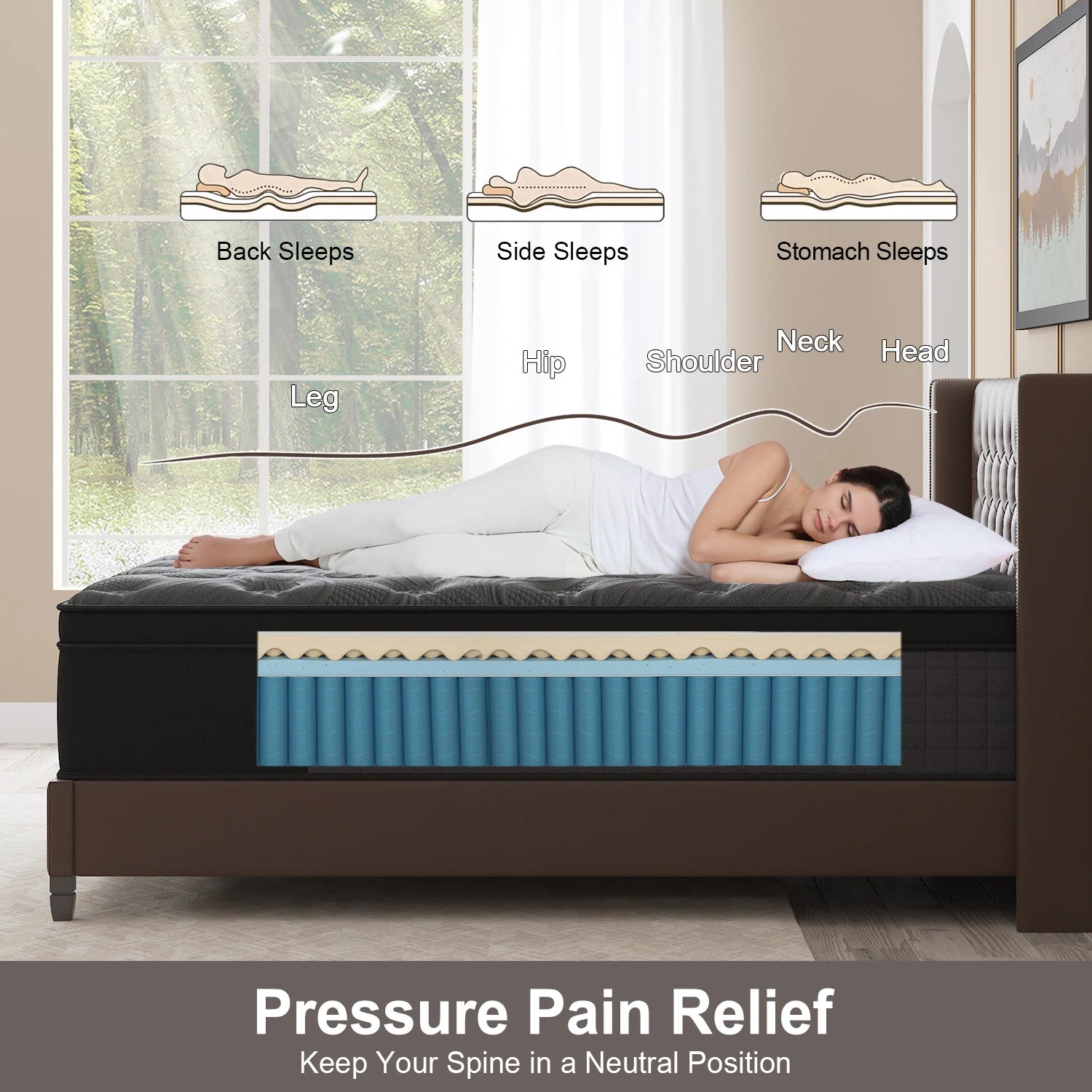 10"12"14"Twin Full Queen King Size Gel Memory Foam Pocket Spring Hydird Mattress In A Box Medium Firm